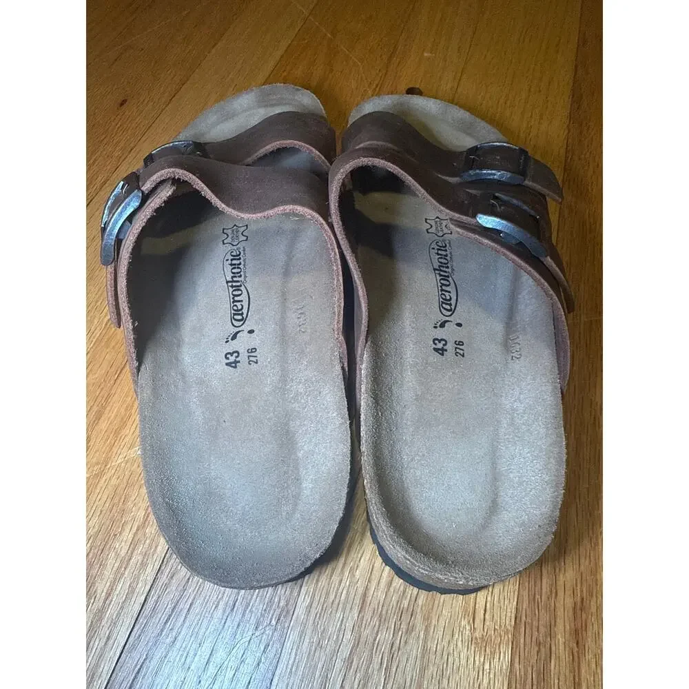 Aerothotic Buckle Slide Sandals Suede Leather Comfort Men’s Sz 43 (US 10)